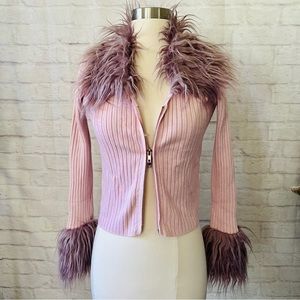 NEW Pink/Purple Knit Fur Sweater